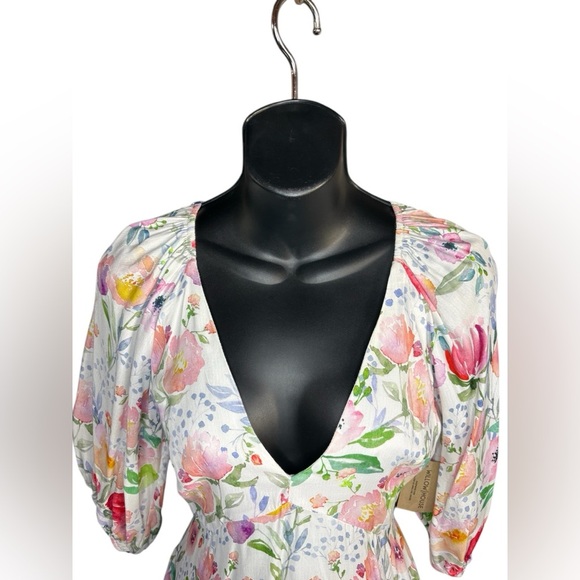 LUCY PARIS women’s azalea mini dress in white floral Linen size M NWT - Picture 13 of 15